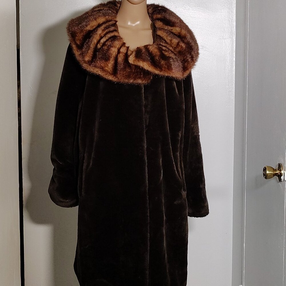 Dennis Basso Faux Fur Collar Coat